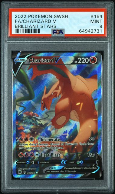 PSA 9 Pokémon TCG: 2022 -  Charizard V - 154/172 - SWSH: Brilliant Stars