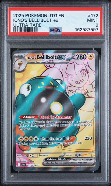 PSA 9 - Pokémon TCG: 2025 Iono's Bellibolt ex - 172/159 - SV: Journey Together