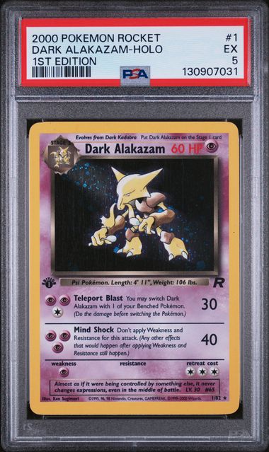 PSA 5 Pokémon TCG: 2000 Dark Alakazam 1st EditionTeam 1/82 Rocket Holo