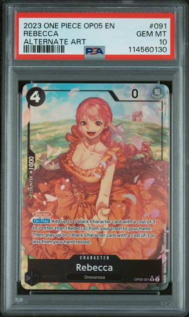 PSA 10 One Piece TCG: 2023 ONE PIECE OP05-AWAKENING OF THE NEW ERA #091 REBECCA ALTERNATE ART