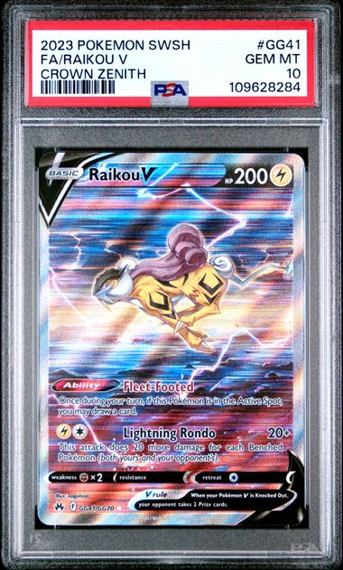 PSA 10 Pokemon TCG: 2023 Raikou v - GG41/GH70 Crown Zenith
