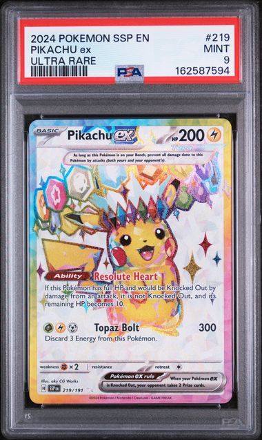 PSA 9 Pokémon TCG: 2024 Pikachu ex 219/191 - Ultra Rare