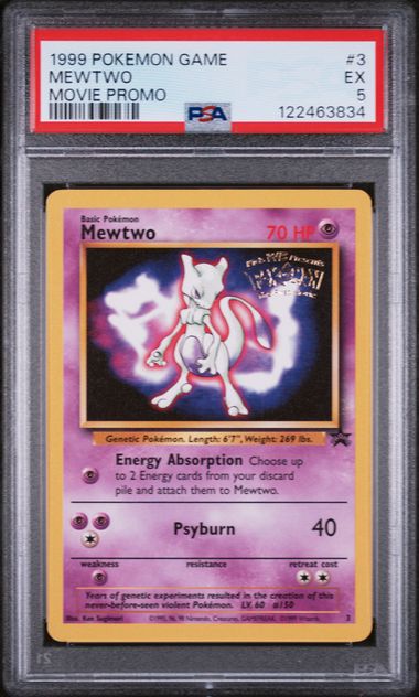 PSA 5 Pokémon TCG: 1999 Mewtwo #3 WB Movie Promo Stamped