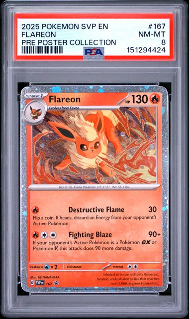 PSA 8 Pokémon TCG: 2025 Flareon - #167 - Poster Collection Promo