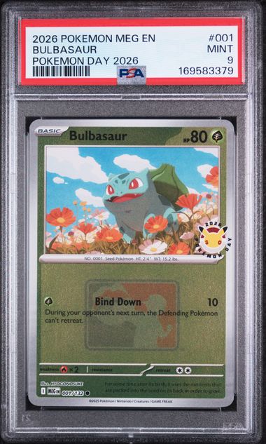 PSA 9 Pokemon TCG: 2026 Bulbasaur 001/132 Pokemon Day 2026