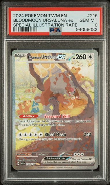 PSA 10 Pokémon TCG: 2024 Bloodmoon Ursaluna ex - 216/167 - SV: Twilight Masquerade