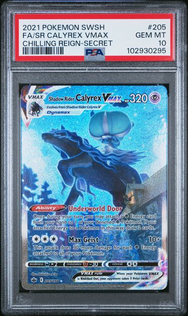 PSA 10 Pokémon TCG: 2021 Shadow Rider Calyrex Vmax - Chilling Reign - Secret 205/198