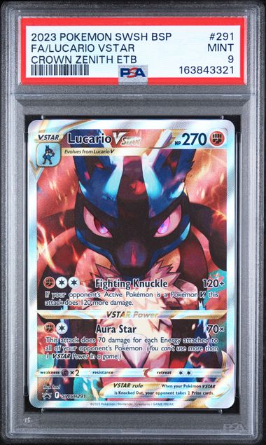 PSA 9 Pokémon TCG: 2025 Lucario VSTAR Promo - 291 - SV: Crown Zenith
