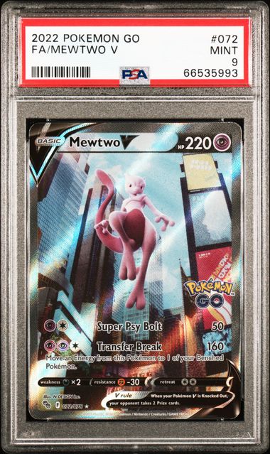 PSA 9 Pokémon TCG: 2022 - Mewtwo V - 072/078 - SWSH: Pokemon Go