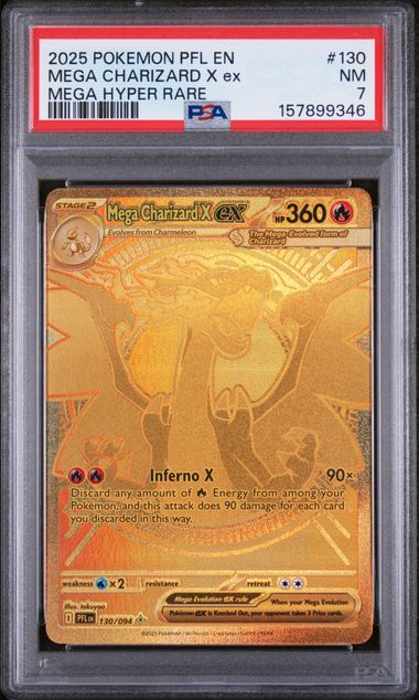 PSA 7 Pokémon TCG: 2025 POKEMON PFL EN-PHANTASMAL FLAMES #130 MEGA CHARIZARD X ex MEGA HYPER RARE