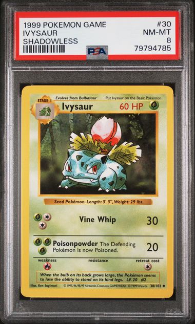 PSA 8 Pokémon TCG: Ivysaur 30/102 Base Set Shadowless