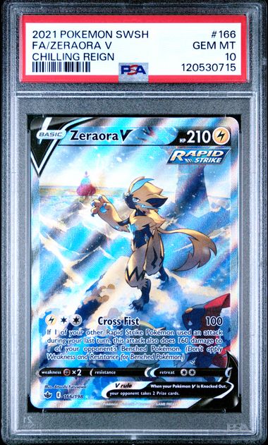 PSA 10 Pokemon TCG: Zeraora V 166/198 - Chilling Reign