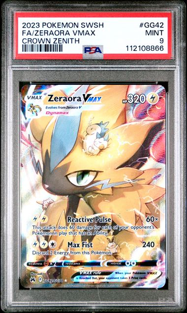 PSA 9 Pokémon TCG: Zeraora Vmax GG42/GG70 - SWSH: Crown Zenith
