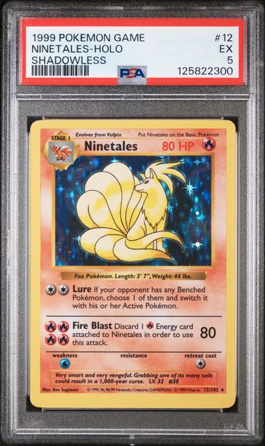 PSA 5 Pokemon TCG: 1999 Ninetales Holo 12/102 Shadowless