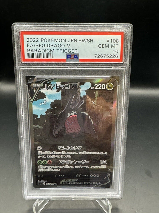 PSA 10 Pokémon TCG: 2022 Japanese Regidrago V 108/098 Paradigm Trigger Alt Art